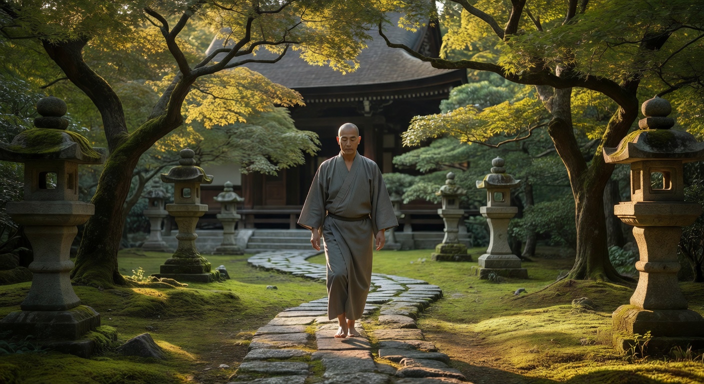 寺院での散歩