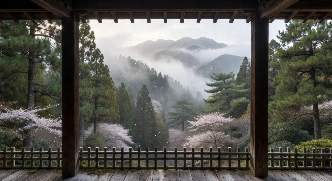 霧の中の寺院
