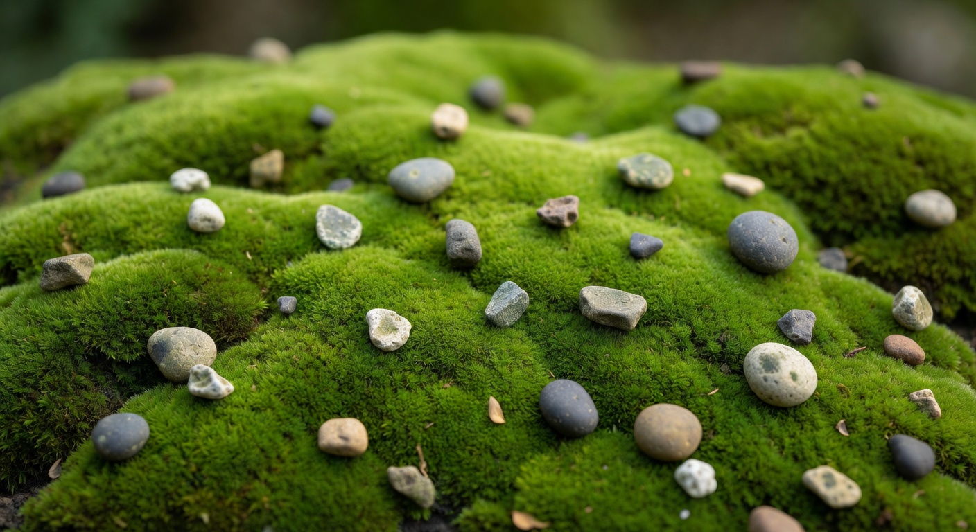 苔の生えた庭石